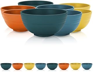 Kyraton 760 ml Plastic Cereal Bowls 8 Pieces, Unbreakable and Reusable Light Weight Bowl for Rice Noodle Soup Snack Salad Fruit BPA Free Dishwasher Safe ( Mutil Color)