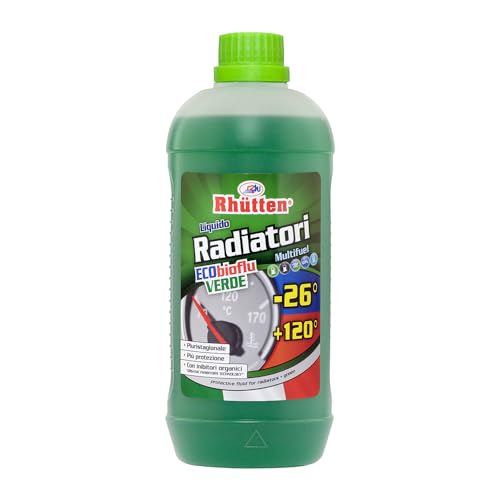 Liquido Radiatori Permanente, Colore Verde, Protezione Alluminio, Antigelo fino -26°C, Additivi Organici, 1L