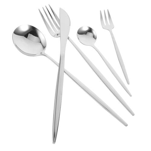 BEBEMOKO 1 Set Cake Forks Dessert Forks Tea Spoons Soup Spoons Appetizer Forks Coffee Spoons Dinner Spoons Dinner Utensils Tasting Forks Reusable Tableware Flatware Stainless Steel White