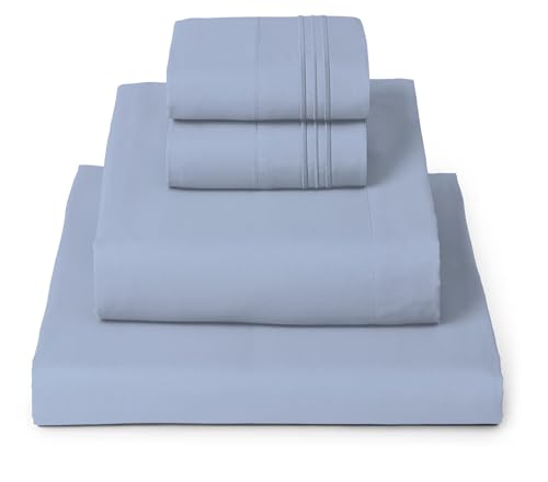 Image of Mellanni Full Sheets Set - 4 PC Iconic Collection Bedding | Hotel Luxury, Extra Soft, Cooling Bed Sheets - Wrinkle, Fade, Stain Resistant (Full, Sky Blue)