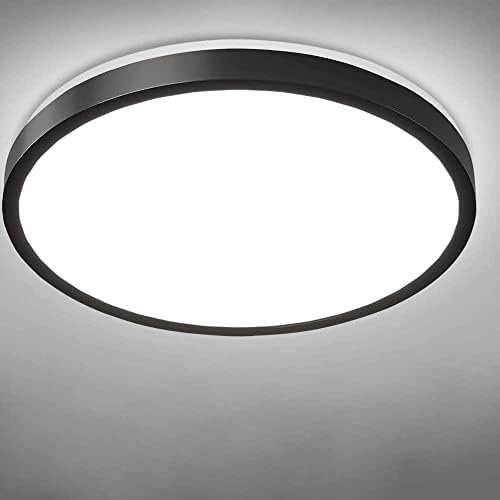 RAWNICE Bathroom Lights Ceiling LED,Black,24W,30cm,6000K Cool White,IP54,Fitting Indoor Lamp for Bathroom, Kitchen,Bedroom, Hallway, Corridor, Balcony, Living Room [Energy