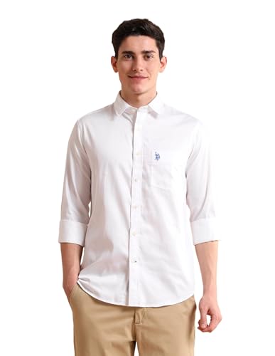 Image of U.S. Polo ASSN. Tailored Fit Formal Shirts for Men - 100% Cotton, Full Sleeve Mens Casual Shirts