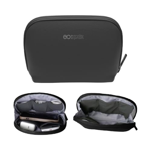 Image of eo Tech Organizer Pouch for Travel | Cable Organiser Bag for Charger, Laptop Accessories, Gadget, Electronics, Power Bank, Toiletry & Personal Care Storage Case (Black, Tech Pouch)