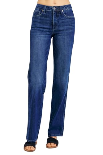 Judy Blue Mid Rise Tummy Control Straight Jeans- Ivory Gem