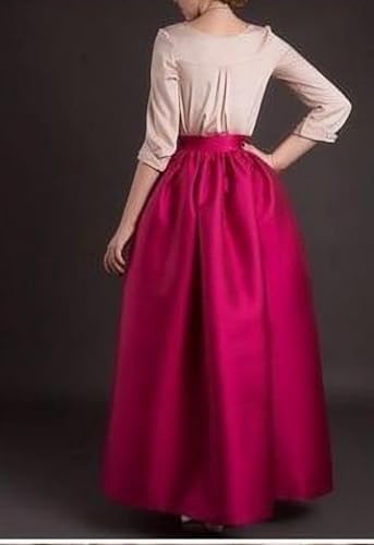 Pink Taffeta Long Maxi Skirt with Pockets – Handmade Classic Ball Gown Skirt for Women, Perfect for Christmas, Prom, or Wedding3