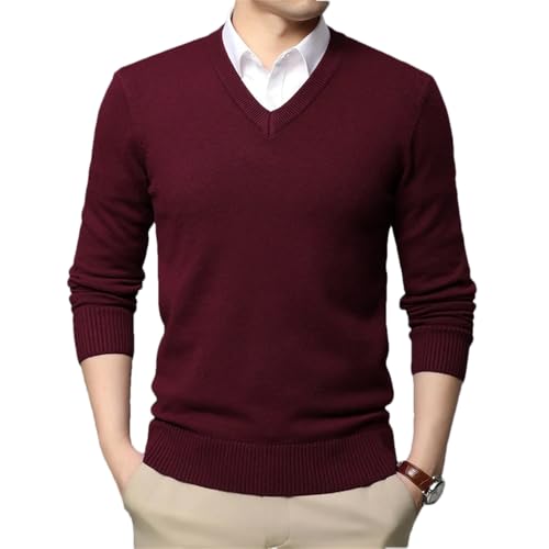 Winter Men's Fashion Knitted Pullover Sweater V Neck Black Casual Sweater Warm Large Size Tops