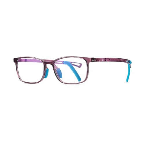 Image of Blue Light Blocking Glasses for Kids TR90 Frame Anti Blue Light Glasses with Anti Eyestrain & UV Glare for Gaming & Reading(Square Translucent /Purple)
