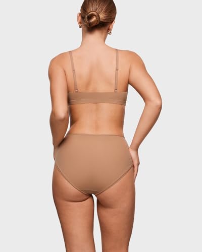 Image of INLYRIC Women's Inbarely Soft Full Briefs - Mid Waist Underwear Breathable Stretch Tagless Ladies Panties 3 Pack