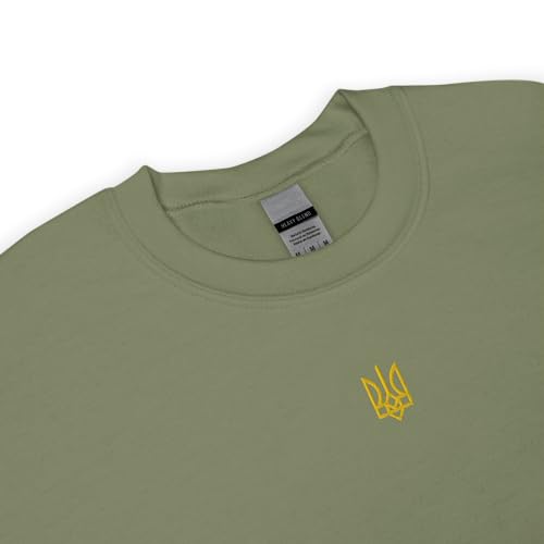 President Zelensky Ukraine - Yellow Embroidery Trident - Ukrainian Embroidered Tryzub Unisex Sweatshirt3