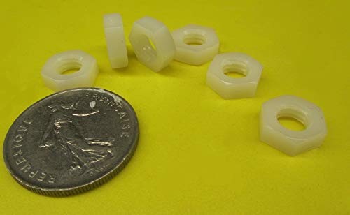 Natural Nylon 6/6 Hex Nuts RH 5/16"-18 Thread x 33/64 W x 3/16 H 50 Pcs