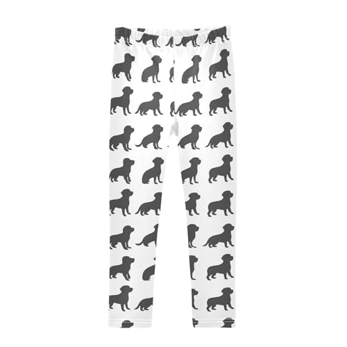 Silhouette Dog Animal Girls Casual Leggings for Kids Printed Long Pant Bottoms Stretch and Soft