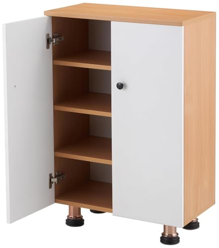 Image of Amazon Brand - Solimo 2-Door Engineered Wood Shoe Rack |Brown & White