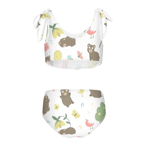 Girls Flat Bears in Different Poses Swimsuit Two Pieces Bikini Set Bathing Suits Swimwear Crop Top Swimsuit Set2