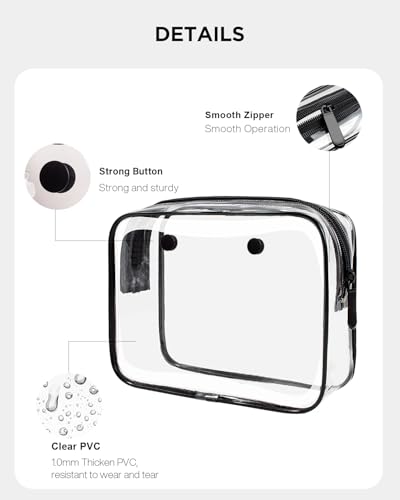Image of LETGO 4 PCS Clear Insert Bag for Bogg Bag, 4 Sizes Waterproof Beach Bag Organizer Pouch with Bogg Bag Hooks Accessories,Transparent Zipper Makeup Toiletry Bag for Rubber Tote Bag Beach Travel