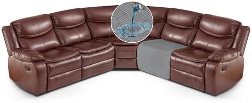 KinCam Waterproof Recliner Sectional Couch Covers, Oversized Reclining Sofa Covers for L Shape Couch, Non Slip Couch Cover for Sofa Washable Slipcover (1 Seat Couch Cover, Light Gray)