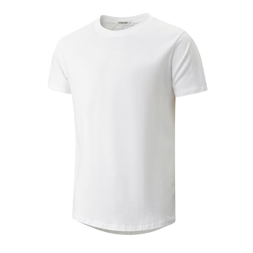 Image of YININF Men's T-Shirts Hipster Short Sleeve Solid Color Crew Neck Cotton Soft Fitted Tees