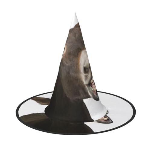 FLGHJNBJN Divertido sombrero de bruja con estampado de burro, sombrero de bruja de Halloween, accesorio de disfraz de bruja para Halloween, cosplay, fiesta, vacaciones