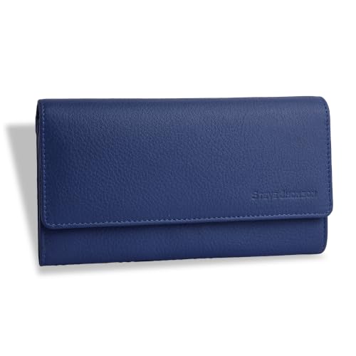 Image of Steve Jhonson Leather Wallet for Women - Mini Hand Purse with Card Holder - Women Stylish Clutch Purse - Cute Mini Ladies Wallet for Daily Use - Fancy Ladies Purse with Slim Design (Blue)