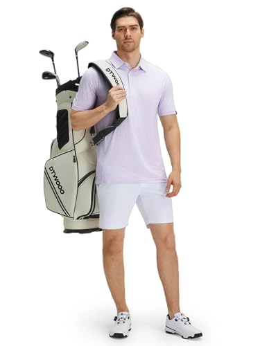 Image of Men' s Golf Shirts Short Sleeve Performance Moisture Wicking Dry Fit Striped Golf Polo Shirts for Men