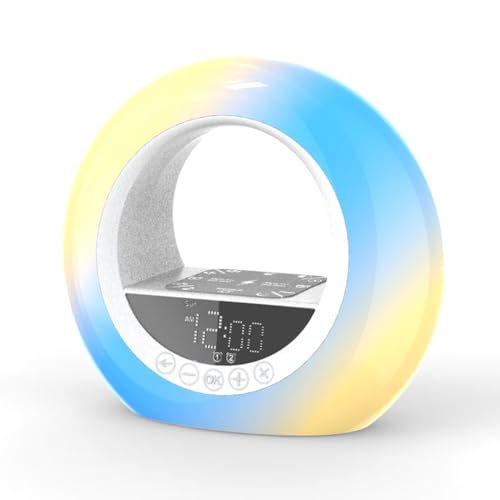Hxhsgmeh - Despertador con luz nocturna y despertador al amanecer para los grandes durmientes, ayuda para dormir en la habitación