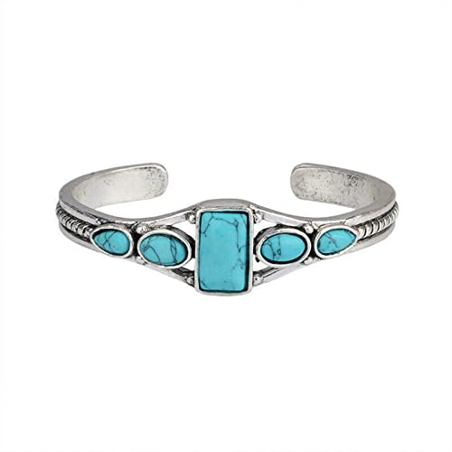 Caiyao Bohemian Turquoise Engraved Cuff Bracelet #TOP13