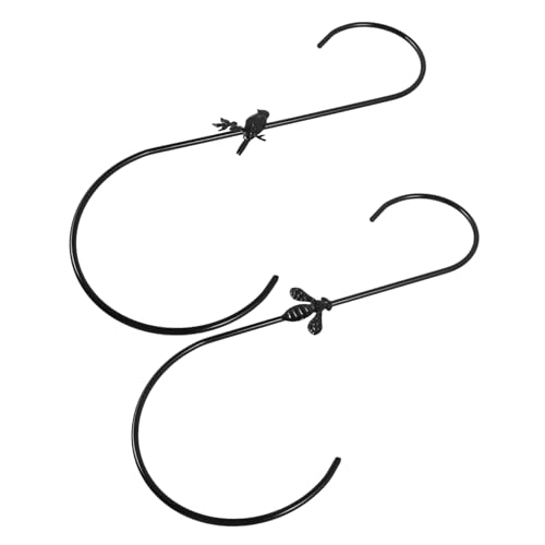Mikikit 2Pcs Durable S Hooks for Garden Versatile Hanging Plant and Bird Feeder Brackets Sturdy Design for Outdoor Use for Flower Pots and Decorations