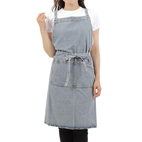エプロン レディース シンプル カフェ ナチュラル キッチン コットン 無地 おしゃれ デニム デニム おしゃれ