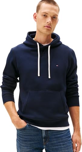 Tommy Hilfiger Sweat à Capuche Homme Essential Fleece Regular Fit, Bleu (Desert Sky), M