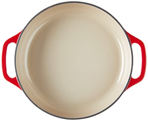 Lodge 3.6 Quart Enameled Cast Iron Oval Casserole With Lid– Dual Handles – Oven Safe up to 500° F or on Stovetop - Use to Marinate, Cook, Bake, Refrigerate and Serve – Island Spice Red3