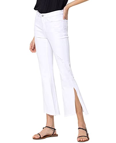 Flying Monkey Distressed Cropped Length Flare White Jeans