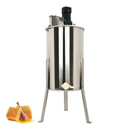 SICHENSH Extractor de miel eléctrico, extractor de miel de 4 marcos de acero inoxidable, extractor de miel de 140 W con salida de miel y tapa acrílica, centrifugadora tangencial eléctrica para la
