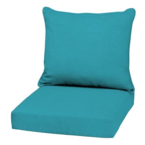 Image of Arden Outdoor Deep Seat Cushion Set, 22 in x 24 in, Weather-Proof, Rain-Proof, Fade Resistant Patio Cushion Lake Blue Leala