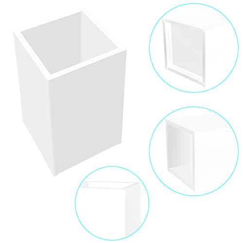 Image of White Acrylic Pencil Pen Holder Cup 2 Pack,Desk Accessories Holder,Makeup Brush Storage Organizer,Modern Design Desktop Stationery Organizer for Office School Home Supplies,2.6x 2.6x 4 inches