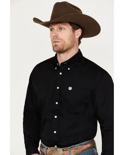 Cinch Western Shirt Mens Garner L/S Solid Pinpoint Black MT103200832