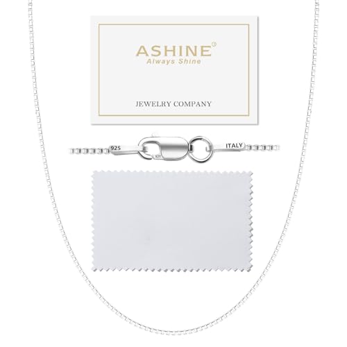 ASHINE Jewelry Sterling Silver Trendy Jewelry for Women 2025 Silver Necklace for Women 925 Sterling Silver Box Necklace for Woman Charm Chain (1mm Box Chain Lobster Clasp 20 Inches)