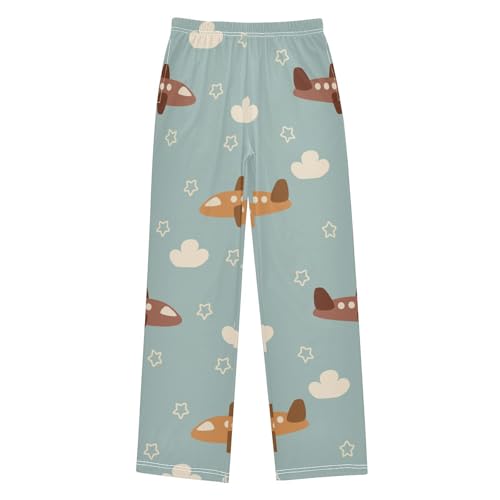 Airplane Cartoon Boys Pants Boys Athletic Pants Long Pant for Boywith Pockets Wide-Leg Size 6-14Y - Main Image