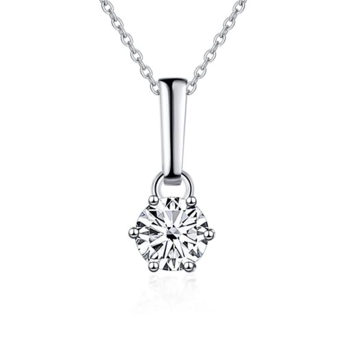 Collier Moissanite pour femme avec pendentif élégant à six griffes et coupe ronde D