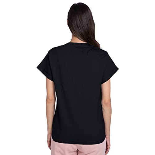 Image of Bewakoof Women's Typography 100% Cotton T-Shirt - Boyfriend Fit, Round Neck, Half Sleeves
