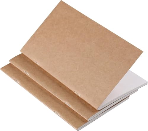 Image of PURESTORY Set of 3 Plain Travel Journal Refill Inserts - 4.3 inch x 7.5 inch, 40 Sheets /80 Pages Each - Blank Paper Notebook Inserts for Travelers Notebooks, Writing, Sketching & Journaling