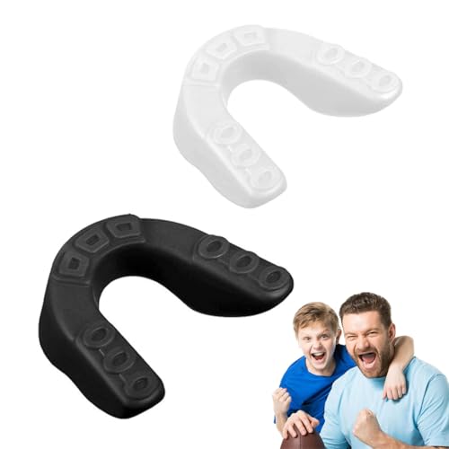GNALIA Protège-Dents Pour Sport - 2 Pièces Noir Et Blanc 6X5X1.8Cm, Protection Dentaire Pour Rugby Boxe Enfants 9-15 Ans