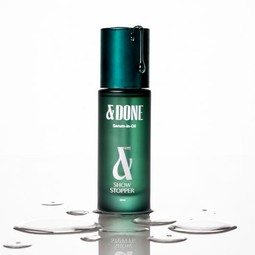 Image of &Done Showstopper Ultralight Serum-in-Oil For Wet & Dry Hair | Argan Oil & Baobab Oil Infused | Frizz Reduction & Styling Serum Suitable For All Hair | Reduces Frizz, Adds Shine & Smooths Hair- 30 ml