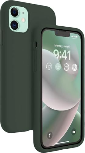 Image of VONZEE Microfiber Candy Case Compatible for iPhone 11 6.1 inch, Shockproof Slim Back Cover Liquid Silicone Case (Pine Green)