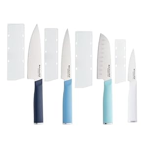 KitchenAid Chef Set with Custom-Fit Covers, Sharp Kitchen Knife, High-Carbon Japanese Stainless Steel Blade, 4 Piece, Multicolored KitchenAid Chef Set with Custom Fit Covers Sharp Kitchen Knife High Carbon Japanese Stainless Steel Blade 4 Piece Multicolored