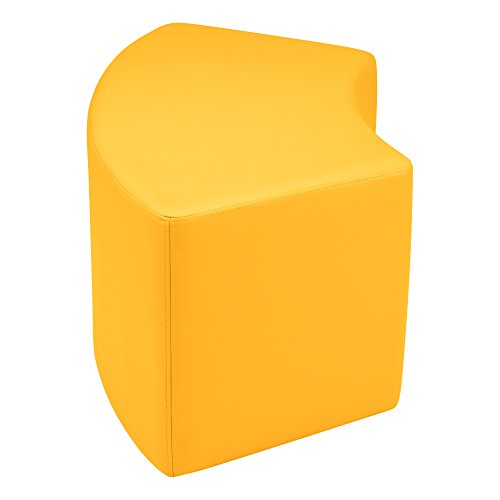 Image of Sprogs 18 inch H Structured S-Curve Stool -Flexible Modular Collaborative Soft Seating for Office, Home, Lounge and School Classrooms with Durable Frame & Set of 2 inch Casters Add-on -Yellow