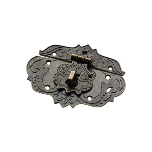 Image of Wooden Box Hasp Latch and Heart shape Padlock with Key for Jewelry Trinket Box, Bronze Antique Latch Hasp（Zinc Alloy）