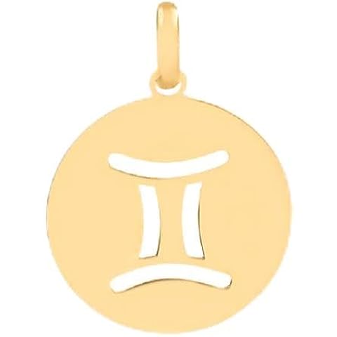 14k Solid Yellow Gold Zodiac Signs Medal Pendant for Necklace for Girls, Teens, Wom...
