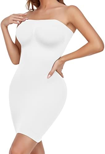 Women’s Strapless Shapewear Full Slip for Under Dresses Tummy Control Dresses Slip Body Shaper Seamless