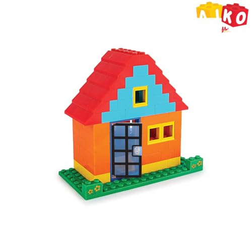 Image of AIKO Town House Set No. 1 | 120 Premium ABS Plastic Building Blocks | Multi-Colour Construction Toy for Kids | STEM Educational Blocks with Idea Book | Best Gift for Boys & Girls (Town House Set No.1)