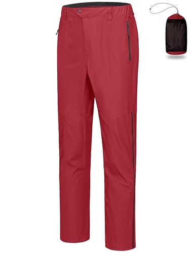 Little Donkey Andy Men's Waterproof Rain Pants Windproof Overpants Lightweight Outdoor Trousers for Hiking Golf Fishing Red M