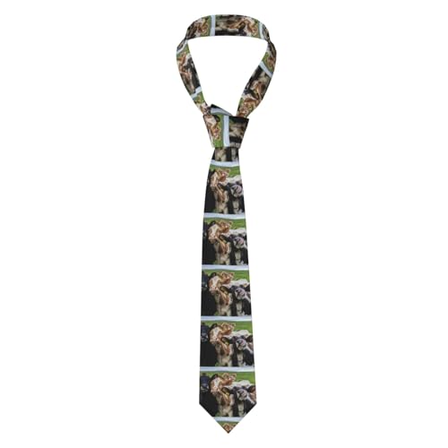 YOFIEN Corbatas de poliéster para hombre, corbatas finas y novedosas con diseño de vaca y animales de granja